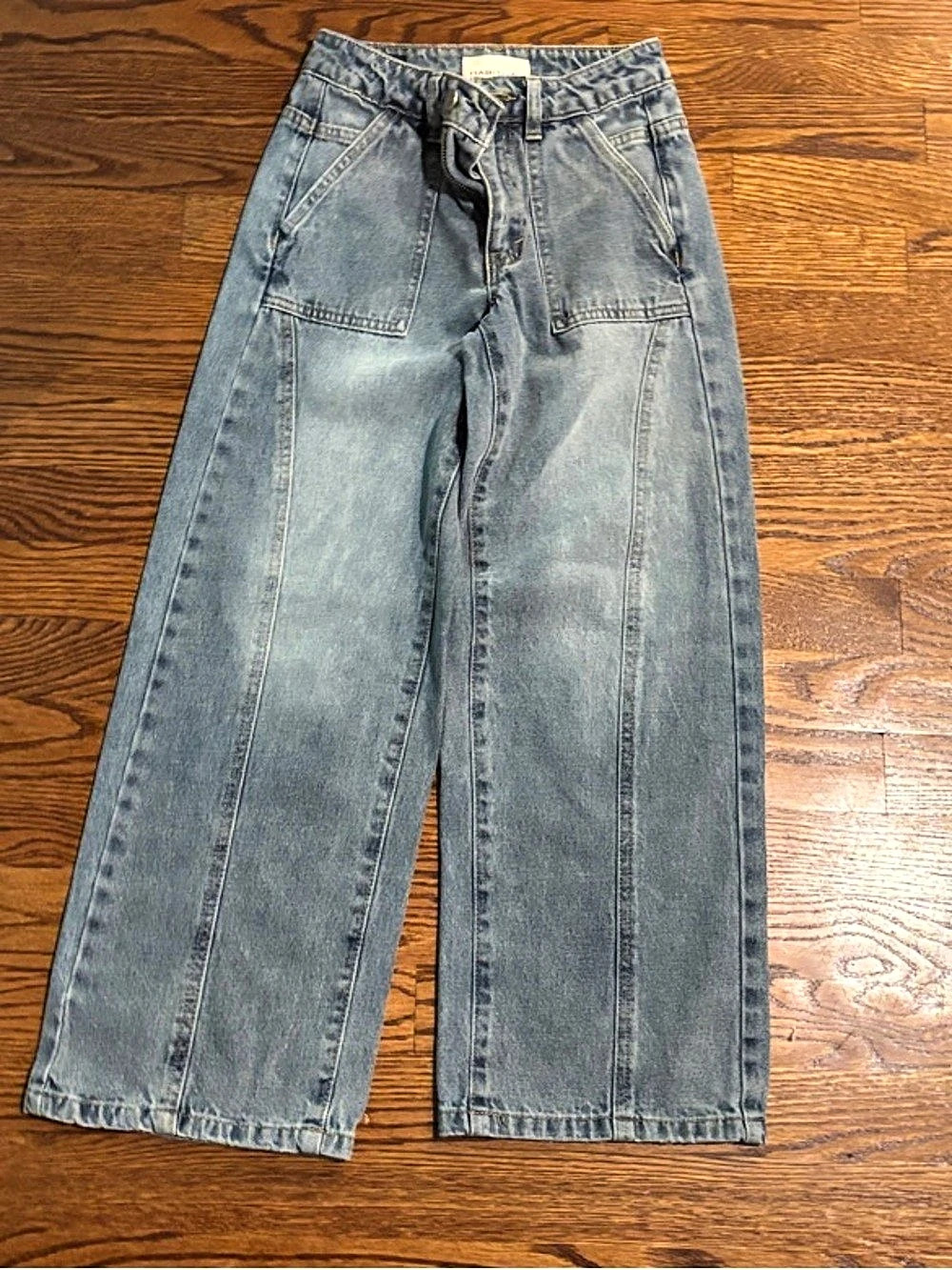 Habitual Gemma Double Waistband Wide Leg Slouch Jeans Blue